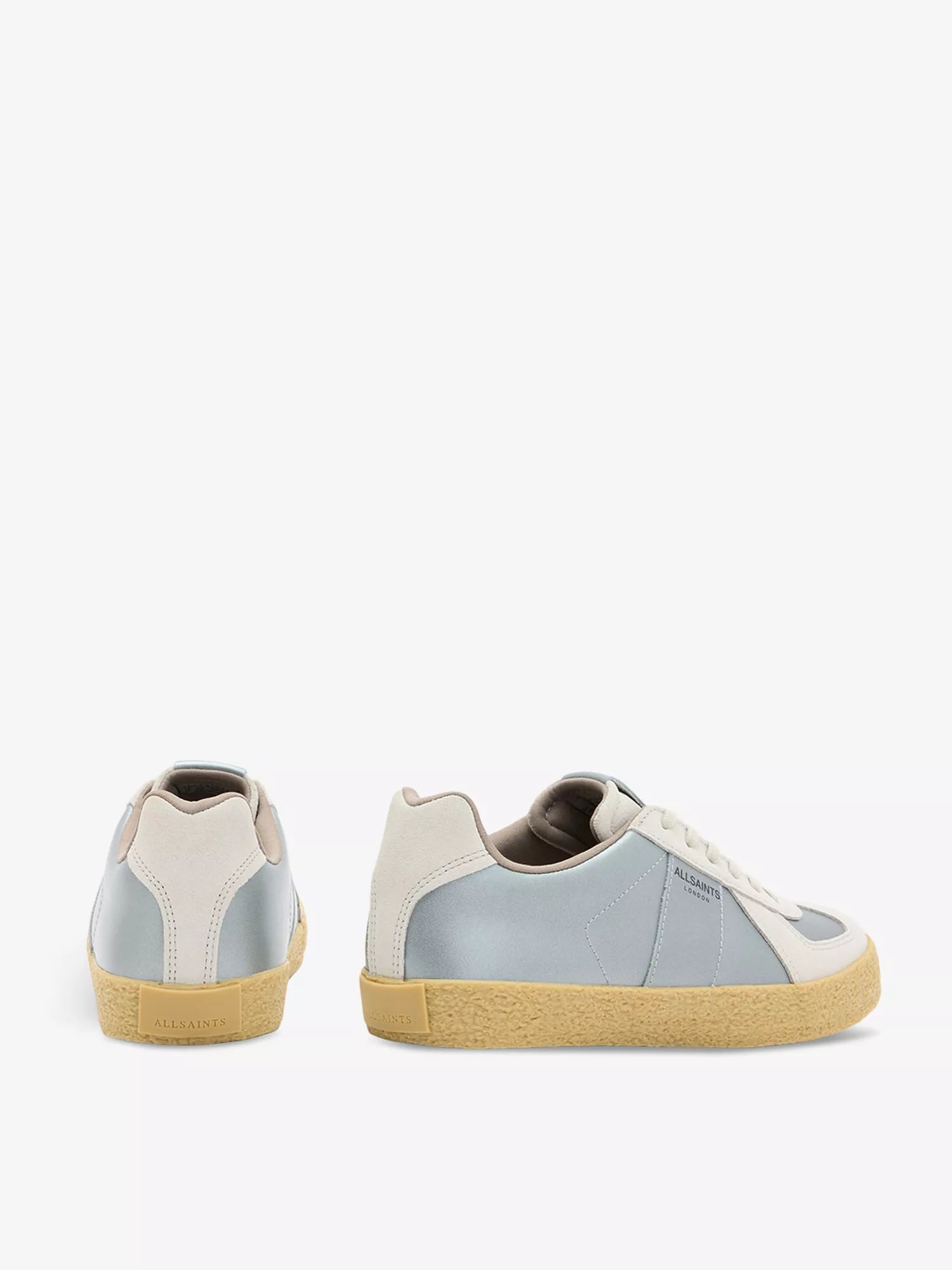 ALLSAINTS Jaimee logo-embossed metallic leather low-top trainers