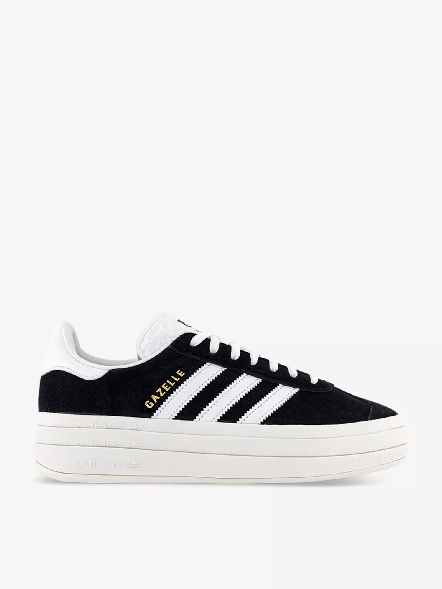 ADIDAS Gazelle Bold brand-stripe Black suede low-top trainers