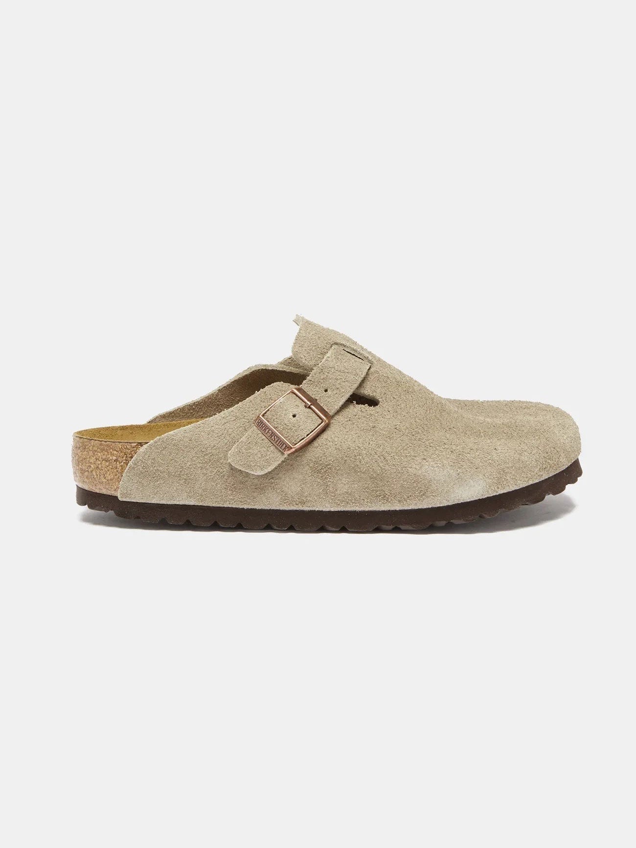 Birkenstock Boston Taupe Soft Footbed Suede Leather