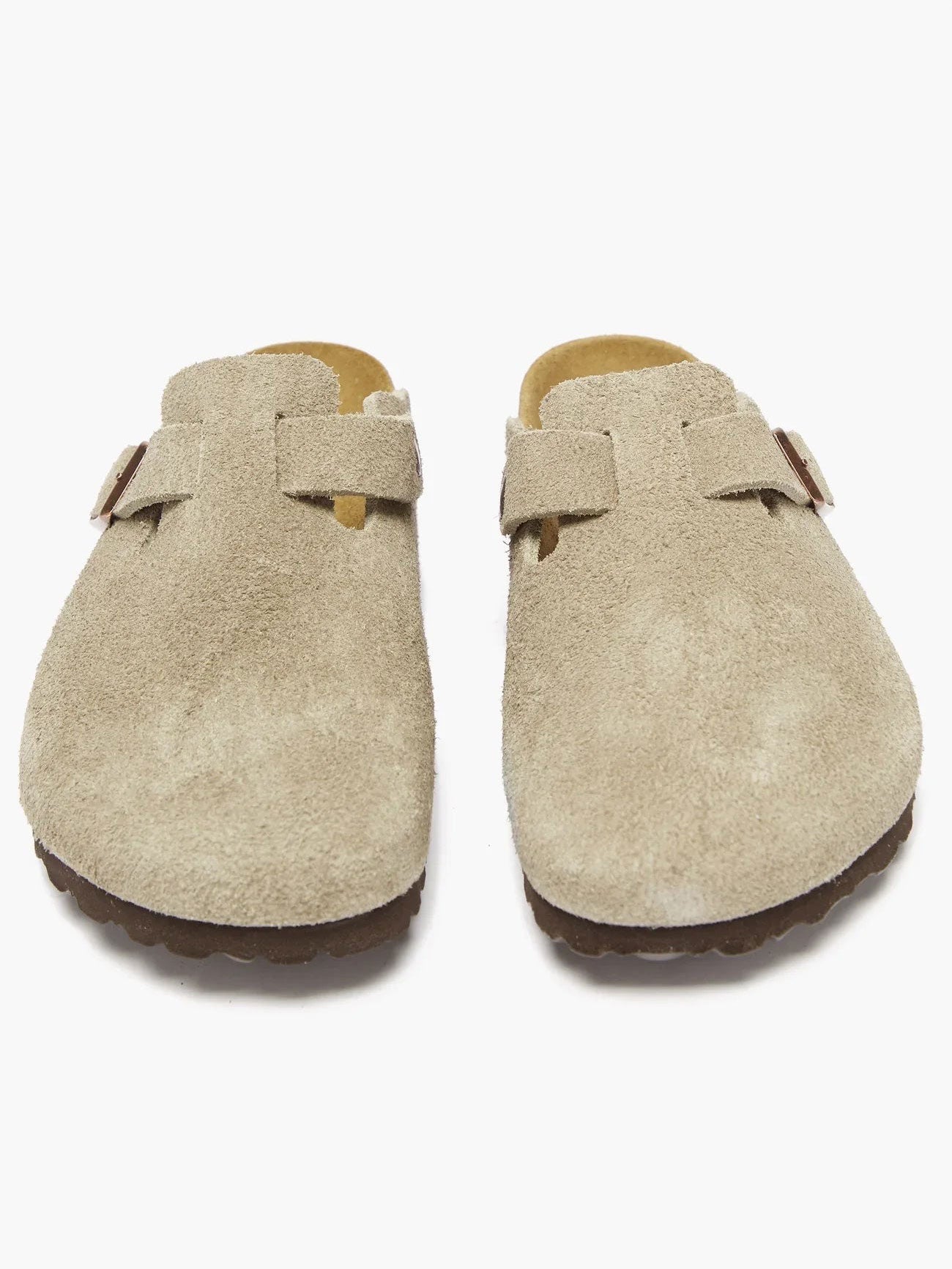 Birkenstock Boston Taupe Soft Footbed Suede Leather